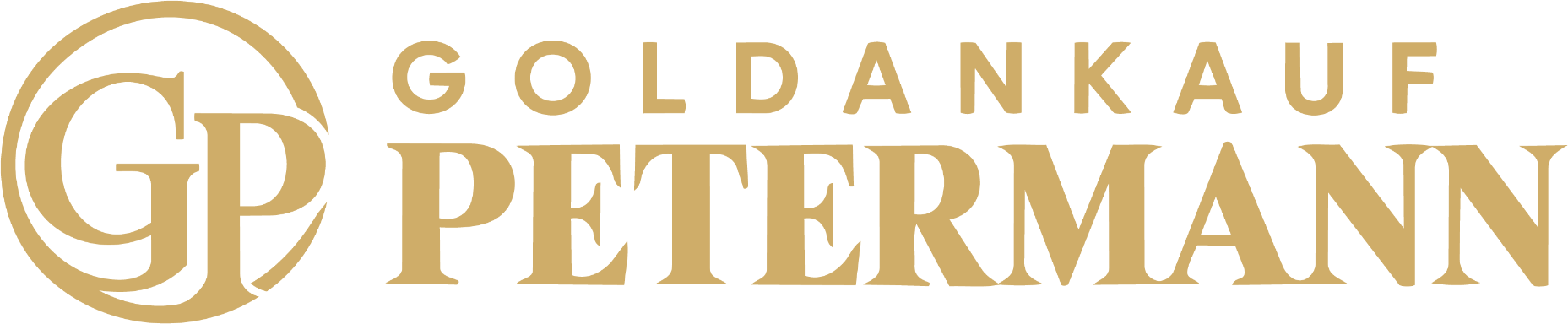 Logo Goldankauf Petermann: goldenes GP-Monogramm mit goldem Schriftzug